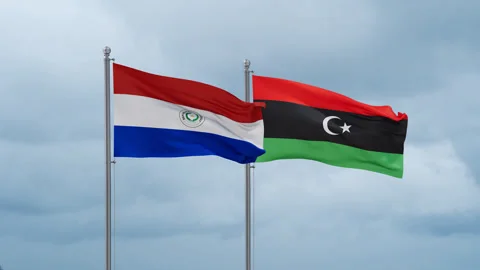 Libya and Paraguay flag Stock Footage 255639952