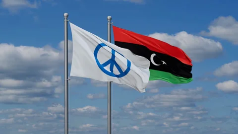 Libya and Peace Sign two flags Stock Footage 280672767