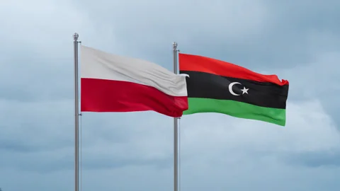 Libya and Poland flag Stock Footage 252429525