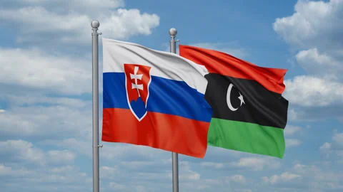 Libya and Slovakia two flags Stock Footage 269382119