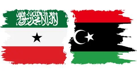 Libya and Somaliland grunge flags connection vector Stock Illustration