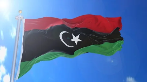 Libya animated flag pack in 3D and isolated background Stock Footage 119929957