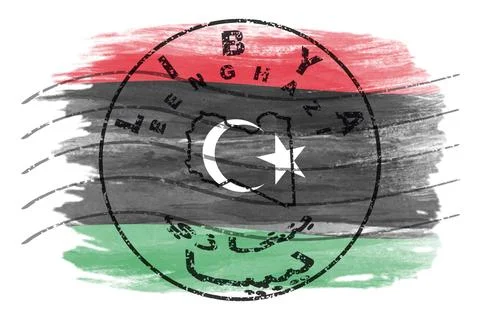 Libya Benghazi Seal Map Design 写真素材