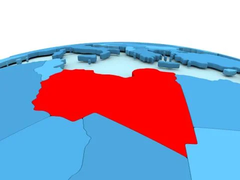 Libya on blue globe Stock Illustration