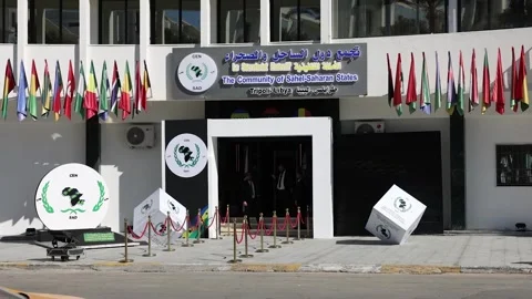 Libya: CEN-SAD resumes operations at headquarters in Libyas Tripoli Stock Footage 332557175