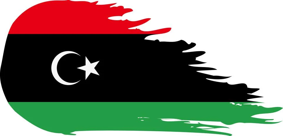 Libya comet flag, grunge brush vector Stock Illustration