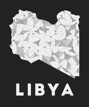 Libya - communication network map of country. Libya trendy geometric design.. Stock Illustration
