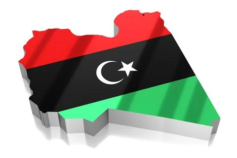 Libya - country borders and flag - 3D illustration Stock Illustration