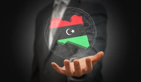 Libya - country shape and flag - 3D illustration Stock Illustration