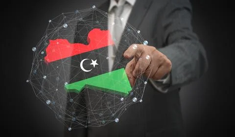 Libya - country shape and flag - 3D illustration Stock Illustration
