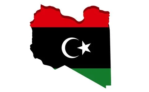 Libya, detailed geographical map with country flag. Painted in the colors o.. Stock Illustration