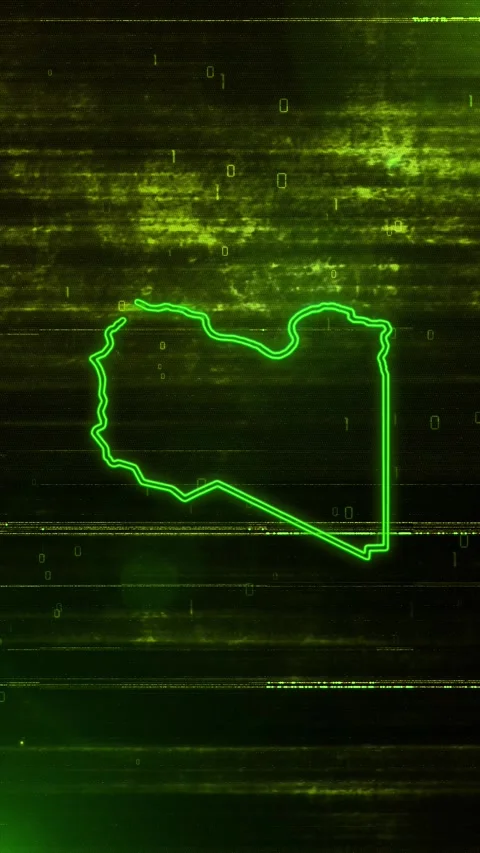 Libya Digital Futuristic Glitch Map Stock Footage 334593419
