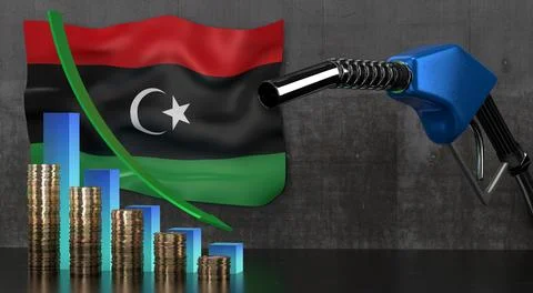Libya - dropping fuel prices concept - 3D illustration Stock Illustration