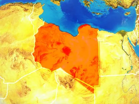 Libya on Earth from space Stock Illustration