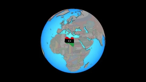 Libya with flag on 3D map Stock Footage 101650589