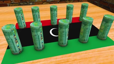 Libya Flag - 50 Dinar Currency Concept - 1 Video stock 269867968