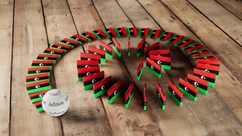 Libya Flag - Affected by Inflation Stock Footage 321610810