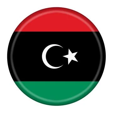 Libya flag button 3d illustration with clipping path Stock Illustration
