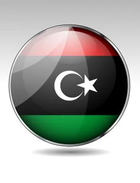 Libya flag button Stock Illustration