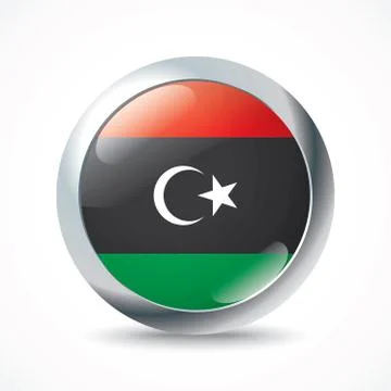 Libya flag button Stock Illustration