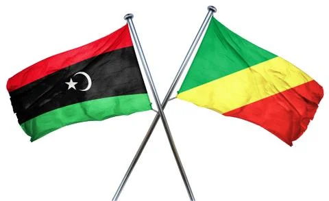 Libya flag with Congo flag, 3D rendering Stock Illustration