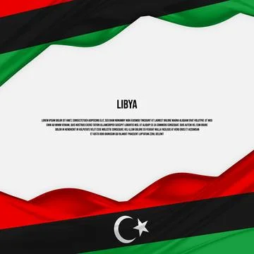Libya flag design. Waving Libyan flag made of satin or silk fabric. Stock Illustration
