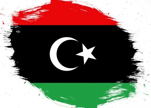 Libya flag on distressed grunge brush background Stock Illustration