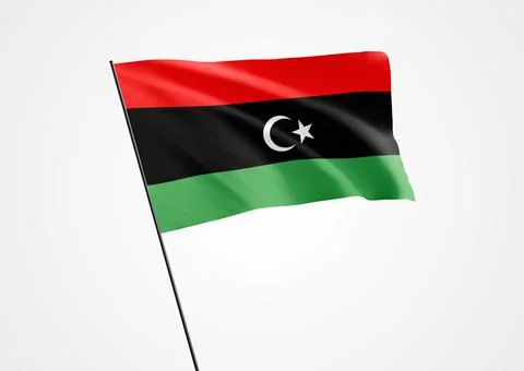 Libya flag flying high in the isolated background Stock Illustration