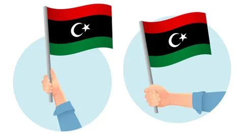 Libya flag in hand icon 스톡 일러스트