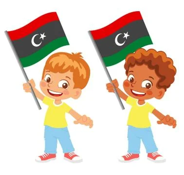 Libya flag in hand set Stock Illustration