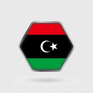 Libya flag in a hexagon frame. Stock Illustration