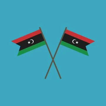 Libya flag icon in flat design Stock Illustration