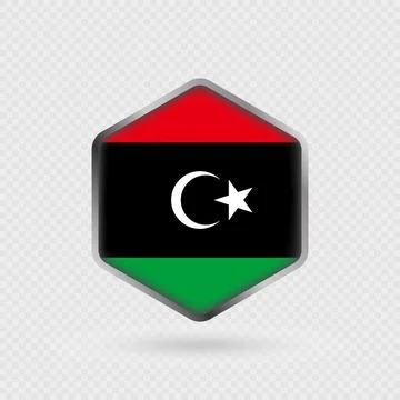 Libya Flag Icon in Hexagon Shape. Stock Illustration
