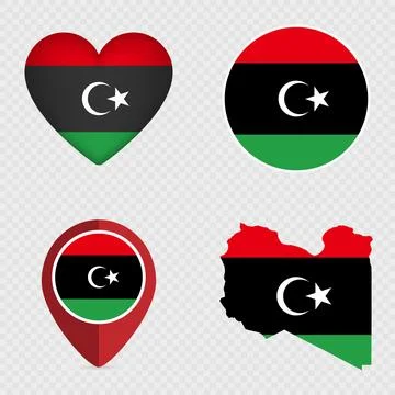 Libya Flag Icons Pack. Vector illustration. Stock Illustration