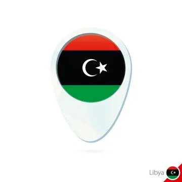 Libya flag location map pin icon on white background. Stock Illustration