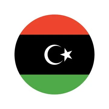 Libya flag. National round flag of Libya. Circle flag Libya icon, badge, banner Stock Illustration