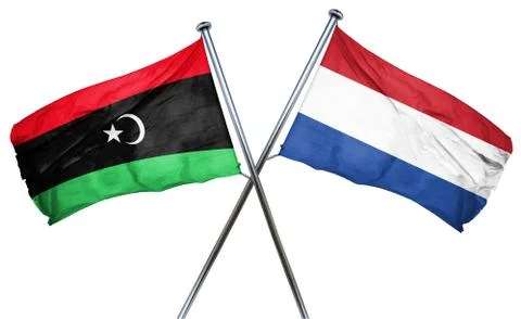 Libya flag with Netherlands flag, 3D rendering Stock Illustration