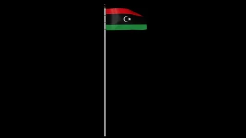 Libya Flag on pole with alpha Channel Video stock 87305928