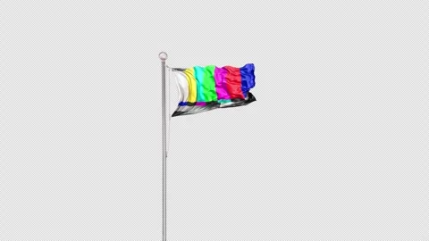 Libya   Flag Pole  Animation Include Alpha 3D Rendering Stock-Footage 312077131