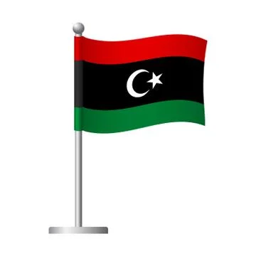 Libya flag on pole icon Stock Illustration