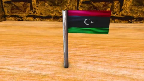 Libya Flag Post - Orbiting Shot Stock Footage 270750660