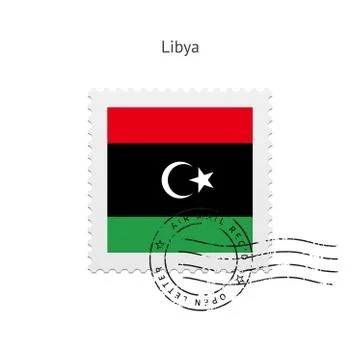 Libya Flag Postage Stamp 스톡 일러스트