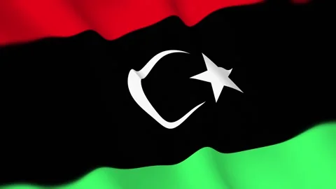 Libya Flag Seamless Loop 4k 60fps on Sky Background Stock Footage 340341878
