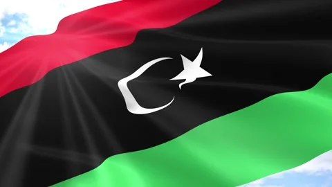 Libya Flag Seamless Loop 4k 60fps on Sky Background Stock-Footage 341563677
