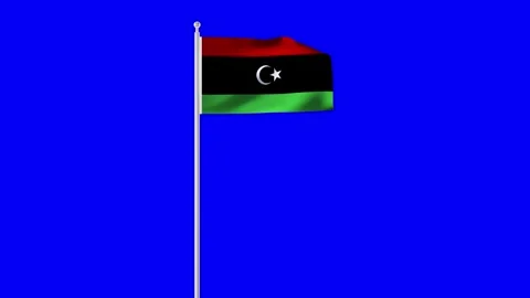 Libya flag seamless waving animation.  Chroma key. Stock Footage 296811378
