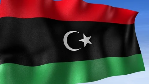 Libya Flag - Set of 3 Angles with Masks [3WaveSeries] Stock Footage 103334468