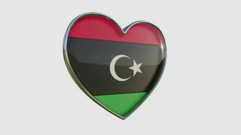 Libya Flag in the Shape of 3D Heart. Stock Footage 142197141