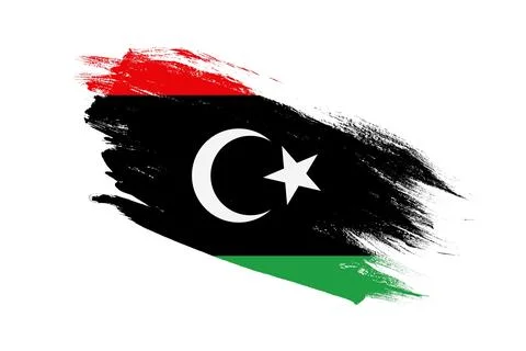 Libya flag with stroke brush painted effects on isolated white background Stock Illustration