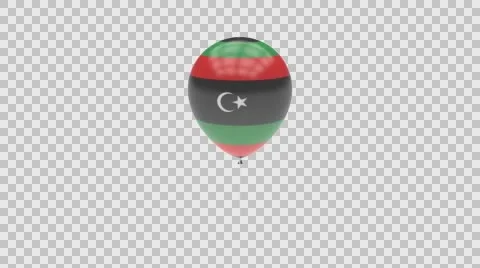 Libya flag textured balloon rotating Alpha Video stock 61413289