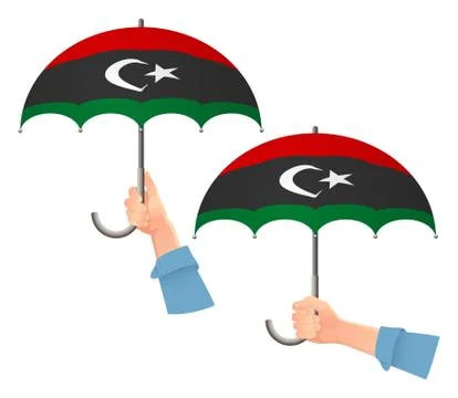 Libya flag umbrella Stock Illustration